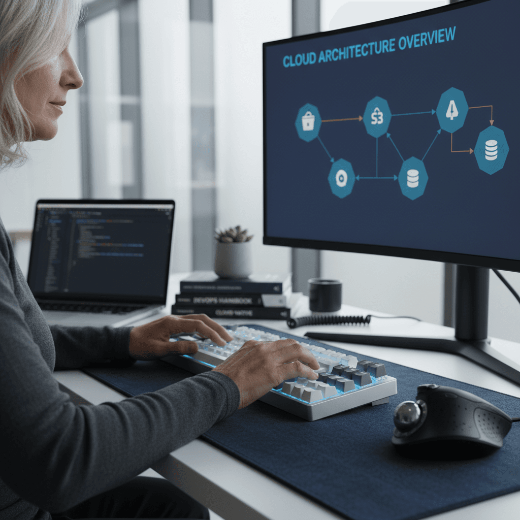 IT consultant modernizing legacy systems at workstation